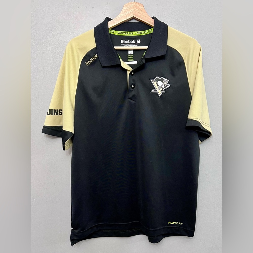 Reebok Center Ice Penguins Sport Polo Size Medium